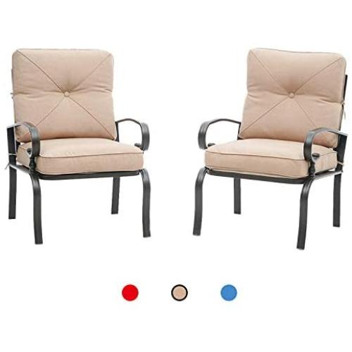 Oakmont 2 Piece Outdoor Furniture Patio Bistro Chairs Metal Dining Furniture Set, All-Weather Garden Seating Chair (Brown)