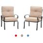 Oakmont 2 Piece Outdoor Furniture Patio Bistro Chairs Metal Dining Furniture Set, All-Weather Garden Seating Chair (Brown)