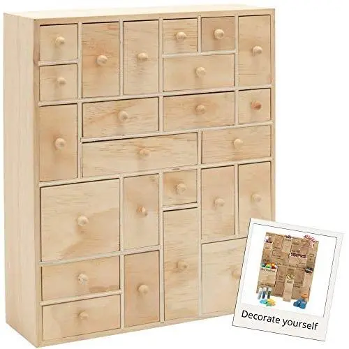 HYGGEHAUS Wooden Storage Organizer with Drawers - Craft Storage | DIY Advent Calendar | Desktop Organizer | Apothecary Cabinet | Kids Craft Idea | 24 Drawer. Unfinished Wood. 12.5in x 14.5in x 4in HYGGEHAUS Wooden Storage Organizer with Drawers - Craft Storage | DIY Advent Calendar | Desktop Organizer | Apothecary Cabinet | Kids Craft Idea | 24 Drawer. Unfinished Wood. 12.5in x 14.5in x 4in