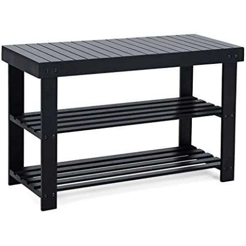 SONGMICS Sturdy Shoe Rack Bench,3-Tier Bamboo Shoe Organizer,Storage Shelf Holds Up to 264 Lbs,ideal for Entryway Bathroom Living Corridor