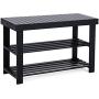 SONGMICS Sturdy Shoe Rack Bench,3-Tier Bamboo Shoe Organizer,Storage Shelf Holds Up to 264 Lbs,ideal for Entryway Bathroom Living Corridor