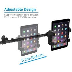 Macally Car Headrest Mount Holder for Apple iPad Pro/Air/Mini, Tablets, Nintendo Switch, iPhone, Smartphones 4.5'' to 10'' Wide with Dual Adjustable Positions and 360° Rotation (HRMOUNTPROB)