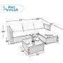 PHI VILLA Outdoor Sectional Rattan Sofa - Wicker Patio Furniture Set (Blue)