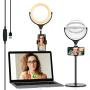 Selfie Ring Light for Laptop Computer,Yoozon LED Desk Ring Light with Adjustable Phone Holder&Metal Stand for Video Conference Lighting,Zoom Call Meeting,Webcam Chat,Makeup,Live Streaming,YouTube