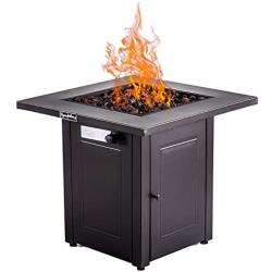 LEGACY HEATING 28-Inch Propane Fire Pit Table Gas Square Outdoor Dinning with Lid, Lava Stone, 48000BTU, ETL Certification, for Outside Garden Backyard Deck Patio