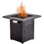 LEGACY HEATING 28-Inch Propane Fire Pit Table Gas Square Outdoor Dinning with Lid, Lava Stone, 48000BTU, ETL Certification, for Outside Garden Backyard Deck Patio