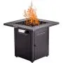 LEGACY HEATING 28-Inch Propane Fire Pit Table Gas Square Outdoor Dinning with Lid, Lava Stone, 48000BTU, ETL Certification, for Outside Garden Backyard Deck Patio