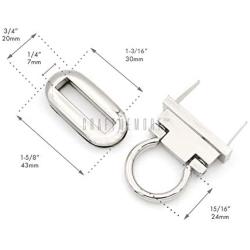 CRAFTMEMORE 2 Pack Metal Turn Lock Oval Craft Case Clasp Flip Lock Bag Purse Making Supplies (Large 1-5/8'', Silver)