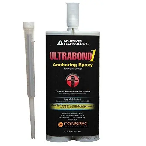 Conspec - Anchoring Epoxy Ultrabond-1 Concrete Anchor Adhesive Fast Setting 2-Part (22-oz Cartridge) with Nozzle Conspec - Anchoring Epoxy Ultrabond-1 Concrete Anchor Adhesive Fast Setting 2-Part (22-oz Cartridge) with Nozzle