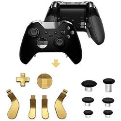 E-MODS GAMING 13 in 1 Metal Thumbsticks, D-Pads and Paddles with Tools for Elite Controller Series 2 Xbox One Elite- Gold