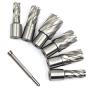 OSCARBIDE HSS Annular Cutters 6 Piece/Set with Pilot Pin,1''Cutting Depth,(1/2,9/16,11/16,13/16,15/16,1-1/16) inch Diameter,3/4'' Weldon Shank,2 Flat Annular Cutters Kit