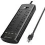 Power Strip,Witeem Surge Protector with 12-Outlet (1875W/15A,4360Joules) and 4 USB Charging Ports (5V/6A,30W),6Ft Extension Cord,Wall Mountable Overload Protection Outlet for Home & Office, Black