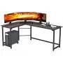 SZXKT L Shaped Desk Home Office Corner Desk Computer Table Sturdy Gaming Desk Writing Desk Workstation(Walnut)
