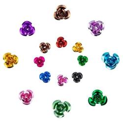 600 Pieces Mixed Color 3-Size Aluminum Rose Flower Tiny Metal Beads Jewelry Making DIY Craft