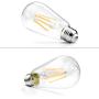 Ascher Vintage LED Edison Bulbs 6W, Equivalent 60W Incandescent, Warm White 2700K, ST58 Antique LED Filament Bulbs, E26 Medium Base, Non-Dimmable, Clear Glass, 6-Packs