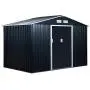 Outsunny 9 x 6 Metal Garden Shed Utility Tool Storage, Outdoor House for Backyard and Garden, Dark Grey