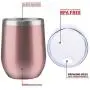 MUCHENGHY 12 oz Stemless Wine Glass Tumbler with Lid Stainless Steel Double Wall Vacuum Insulated Travel Cup (Rose Gold-1 pack)