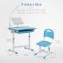 Mecor Kids Desk, Height Adjustable Children Study Table and Chair Set, Childs Desk w/Lamp School Student Writing Desk w/Pull Out Drawer Storage,Pencil Case,Bookstand Blue
