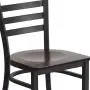 Flash Furniture HERCULES Series Black Ladder Back Metal Restaurant Chair - Walnut Wood Seat