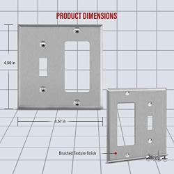 ENERLITES Combination Toggle Light Switch or Decorator Switch Metal Wall Plate, Corrosive Resistant, Size 2-Gang 4.50'' x 4.57'', 771131, 430 Stainless Steel, UL Listed, Silver