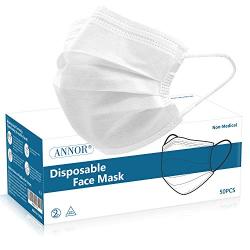 White Face Masks, Disposable Mask for Face Anti Dust Pollen, Daily Protection Mask with Filter Layer and Knitted Earloops White Masks (Pack of 50)