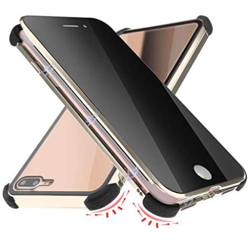 Privacy Magnetic Case for iPhone X/XS 5.8'' Anti Peep Clear Double Sided Tempered Glass [Reinforced 4 Corners Silicone] [Magnet Absorption Metal Bumper Frame] Thin Anti-Spy Full Protective Phone Case