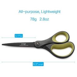 LIVINGO 2 Pack 8'' Titanium Non-Stick Scissors, Professional Stainless Steel Comfort Soft Grip, All-Purpose, Straight Office Craft Scissors for DIY(Green/Yellow)