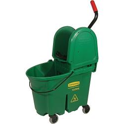 Rubbermaid Commercial WaveBrake 2.0 35 QT Down-Press Mop Bucket and Wringer, Green (FG757888GRN)