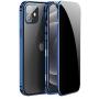 Jonwelsy Anti Peeping Case for iPhone 12 (6.1 Inch), Double-Sided Anti Spy Tempered Glass Privacy, 360 Degree Protection Cover, Magnetic Adsorption Metal Bumper for iPhone 12 (Blue)