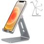 Adjustable Cell Phone Stand, OMOTON C2 Aluminum Desktop Phone Holder Dock Compatible with iPhone 11 Pro Max Xs XR 8 Plus 7 6, Samsung Galaxy, Google Pixel, Android Phones, Grey