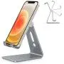 Adjustable Cell Phone Stand, OMOTON C2 Aluminum Desktop Phone Holder Dock Compatible with iPhone 11 Pro Max Xs XR 8 Plus 7 6, Samsung Galaxy, Google Pixel, Android Phones, Grey