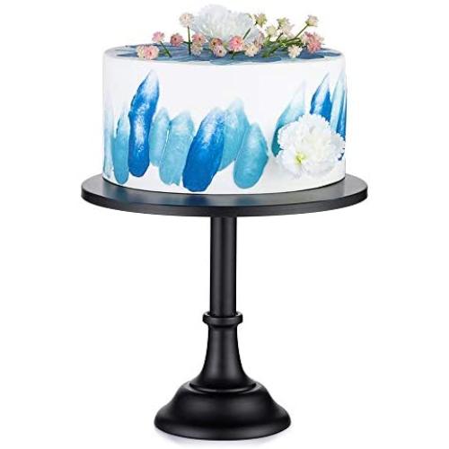 12 inches/ 30cm Black Cake Stand, Simple Style Metal Round Wedding Event Birthday Party Dessert Cupcake Pedestal Display Plate (Black, Diam 12'')