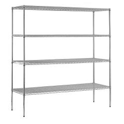 Sandusky WS721874-C Chrome Steel Heavy Duty Adjustable Wire Shelving, 2400 lbs Capacity, 72'' Width x 74'' Height x 18'' Depth, 4 Shelves