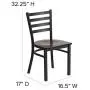 Flash Furniture HERCULES Series Black Ladder Back Metal Restaurant Chair - Walnut Wood Seat