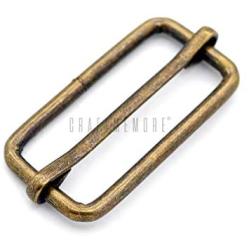 CRAFTMEMORE Triglide Slider 1 1/4'', 1 1/2'' Belt Keeper Movable Bar Slider Strap Adjuster Rectangle Strap Keeper Purse Making (1 1/2'' x 10 pcs, Antique Brass)