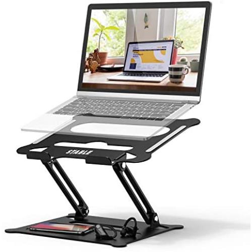 Adjustable Laptop Stand, FYSMY Ergonomic Portable Computer Stand with Heat-Vent to Elevate Laptop, 13 Lbs Heavy Duty Laptop Holder Compatible with MacBook, Air, Pro All Laptops (Black)