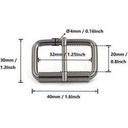 BIKICOCO 1-1/4 Roller Pin Buckles Handmade Hardware for Bags Leather Belt Webbing Straps, Gunmetal - Pack of 6