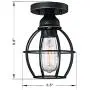 Gruenlich Semi Flush Mount Ceiling Light Fixture for Outdoor and Indoor, One E26 Medium Base 60W Max, Metal Housing and Metal Cage, Bulb not Included, 2-Pack (Oil Rubbed Bronze Finish)