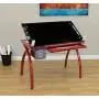Futura Crafting, Drafting, Drawing Table with Adjustable Top, Red and Black Glass Futura Crafting, Drafting, Drawing Table with Adjustable Top, Red and Black Glass