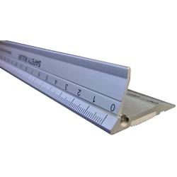 RULER, New Design 30 cm (12 Inch) Metal Craft Safety Ruler,Light Weight with Folding Safety Guard.Use with Rotary Cutter,Stanley or Xacto. For Paper,Leather,Fabric,Quilting,Scrap booking,Art,Office.