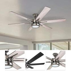 Honeywell Ceiling Fans 51035-01Kaliza Modern LED Ceiling Fan with Remote Control, 6 Blade Large 56'', Gun Metal 52''