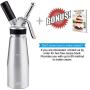 ZOEMO Profesional Whipped Cream Dispenser - Ugraded Full Metal Cream Whipper Canister, w/Durable Metal Body & Head with 3 Stainless Steel Decorating Tips (Professional Silver 500 ML)