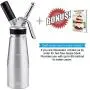 ZOEMO Profesional Whipped Cream Dispenser - Ugraded Full Metal Cream Whipper Canister, w/Durable Metal Body & Head with 3 Stainless Steel Decorating Tips (Professional Silver 500 ML) ZOEMO Profesional Whipped Cream Dispenser - Ugraded Full Metal Cream Whipper Canister, w/Durable Metal Body & Head with 3 Stainless Steel Decorating Tips (Professional Silver 500 ML)
