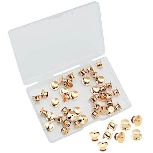 SUBANG 40 Pieces Metal Pin Backs Locking Pin Keepers Locking Clasp with Storage Case
