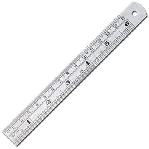 VINCA SSRA-06 Stainless Steel Office Drawing Ruler 0-6 Inch 0-15cm with Conversion Table Measuring Tool