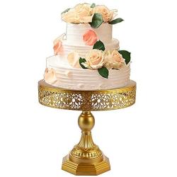 Weharnar -12 inch Cake Stand Two Usage Round Metal Cake Stands Dessert Display Cupcake Stands with Multiple Free Combination Styles for Baby Shower, Wedding Birthday Party Celebration (Gold)