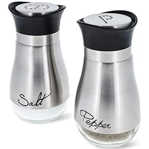 Juvale Salt and Pepper Shakers Stainless Steel and Glass Set Juvale Salt and Pepper Shakers Stainless Steel and Glass Set