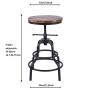 Topower American Antique Industrial Design Metal Adjustable Height Bar Stool Chair Kitchen Dining Breakfast Chair Natural Pinewood Industrial Style (Black 2pcs)