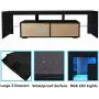 HOVNEE TV Stand Entertainment Center with 20 LED Color Effects, Living Room Console Table Storage Cabinet Television Stands for 65 inch TVs, Black