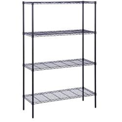 Honey-Can-Do 4-Tier Steel Wire Shelf with 350-Pound Capacity, 18'' L x 48'' W x 72'' H, Black